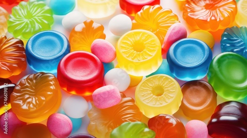Close-up of a colorful jelly candies background.