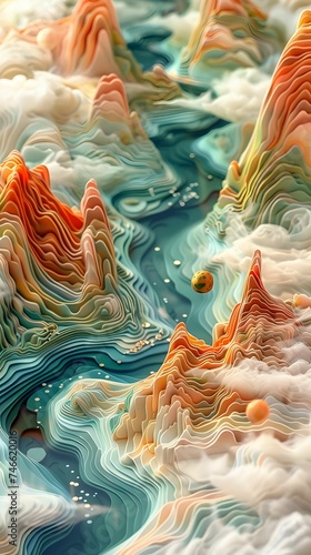 Surreal Topographic Layers in Pastel Tones