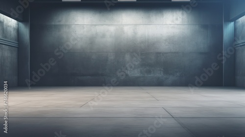 Concrete floor and a closed door for product display or an industrial background