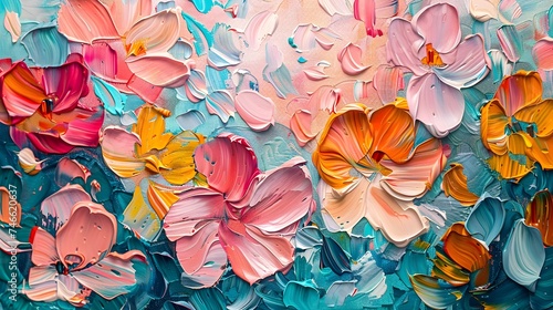 Colorful Abstract Floral Painting on Canvas