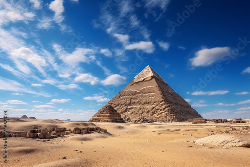 a pyramid in the desert