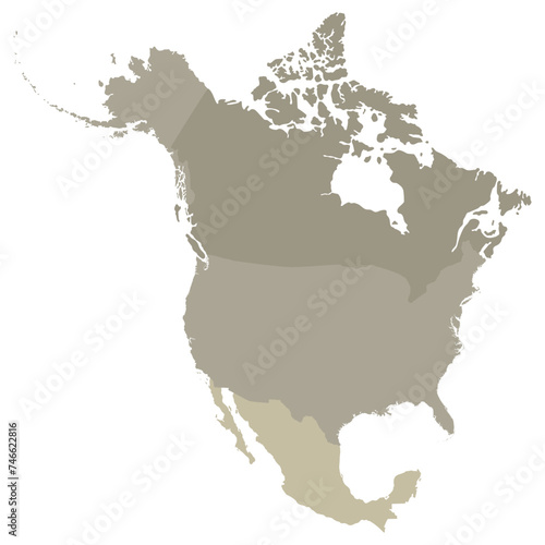 North America country Map. Map of North America in multicolor. photo