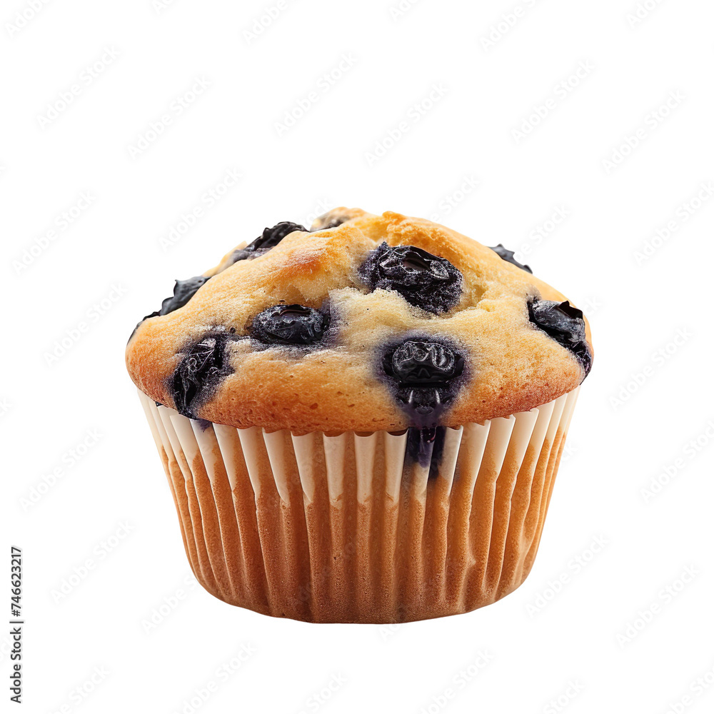 front view of single blueberry muffin isolated on a white transparent background front view of single blueberry muffin isolated on a white transparent background