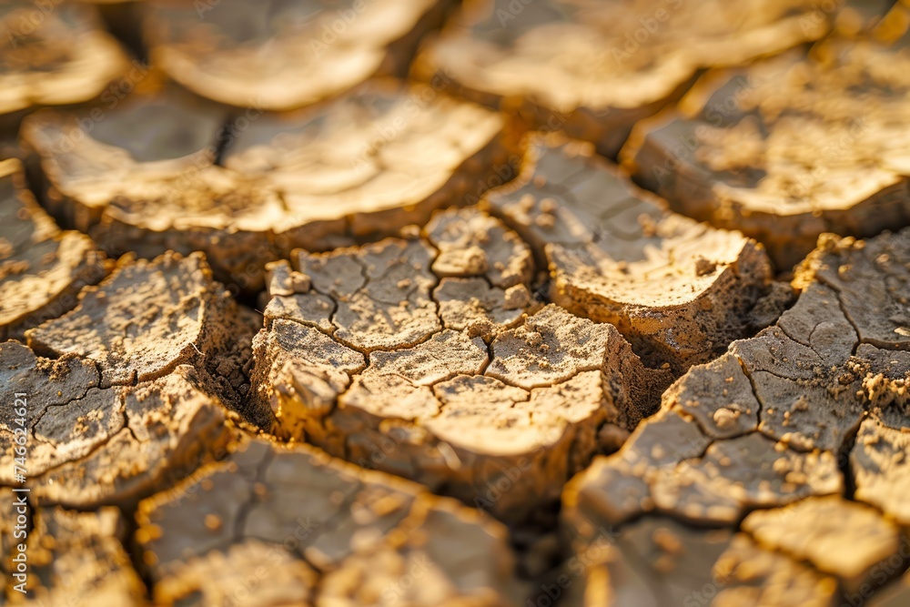Sunlit Textured Dry Cracked Earth, Climate Change and Drought Concept, Arid Land Surface Detail Sunlit Textured Dry Cracked Earth, Climate Change and Drought Concept, Arid Land Surface Detail