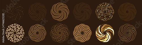 dynamic vortex bagels brown,yellow,vector set