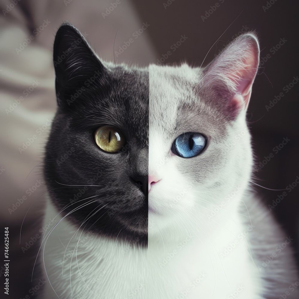 Two cats in one portrait. Double cat