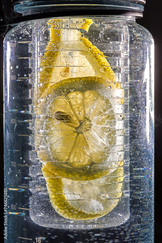 Frische Zitronen in der Wasserflasche