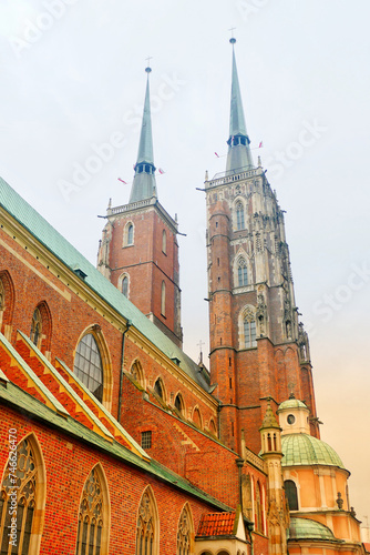 Historical buildings in the old town of Wroclaw, Poland