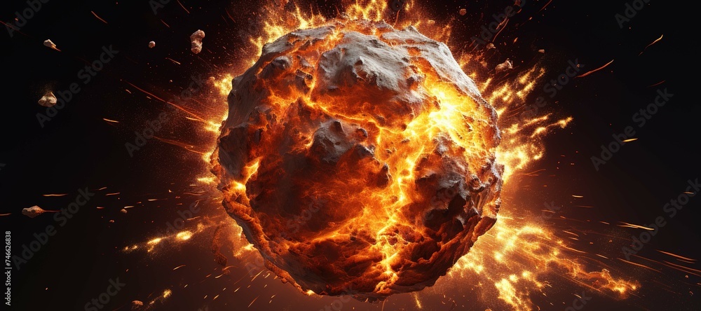 Fototapeta premium fireball rock explosion, blast, smoke 55
