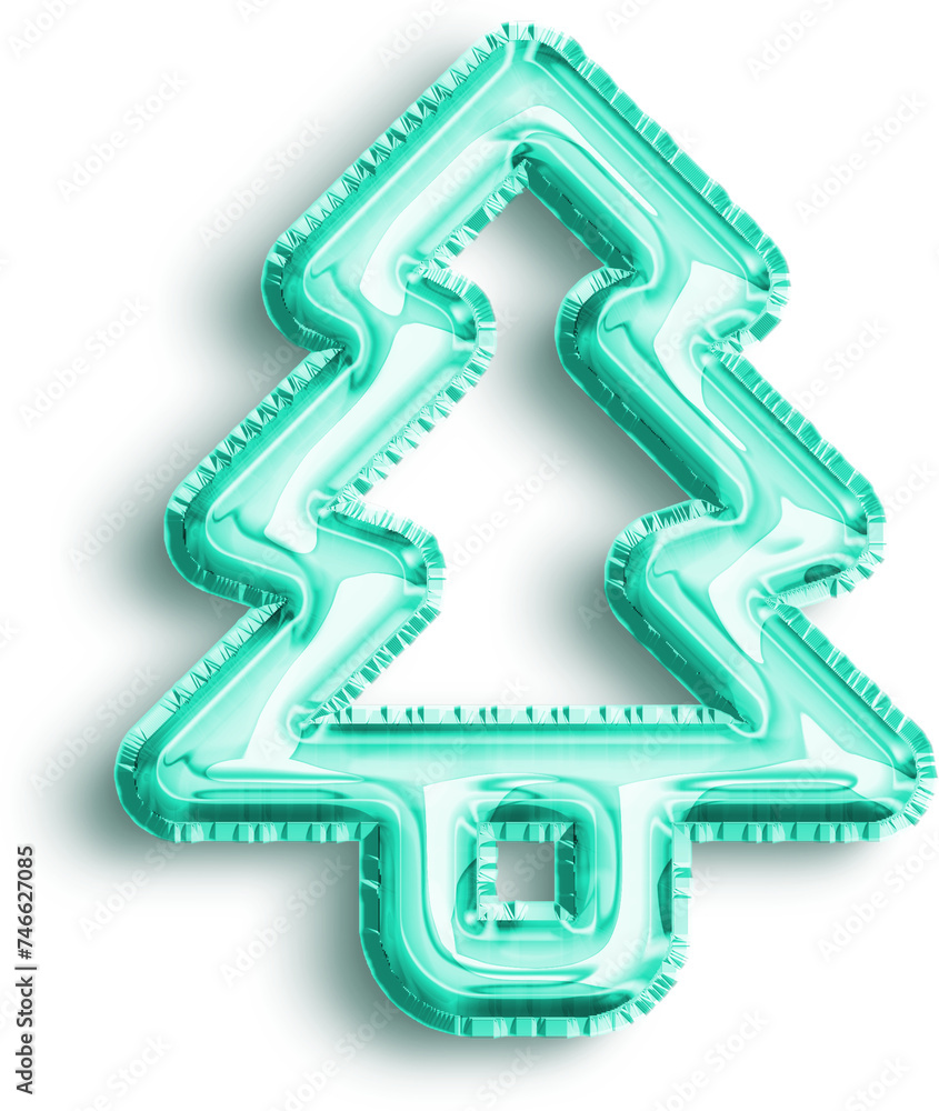 Christmas Tree Turquoise Foil Balloon Icon