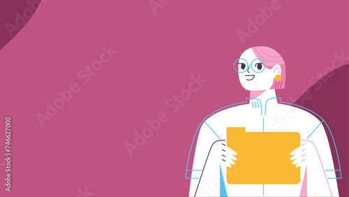 Fond pour présentation professionnelle médicale, un docteur en blouse blanche tient un dossier jaune dans les mains, diapositive pour communication dans les laboratoires et les hôpitaux