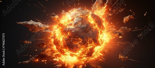 fireball rock explosion, blast, smoke 46