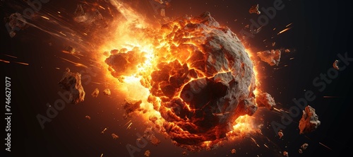 fireball rock explosion, blast, smoke 48