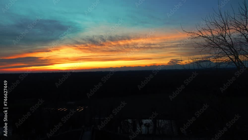 Landscape at sunset in the panoramic square of Tornavento, Italy Landscape at sunset in the panoramic square of Tornavento, Italy