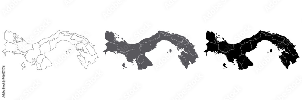 Panama map. Map of Panama in administrative provinces in set