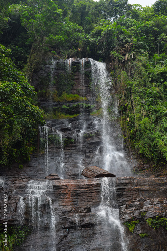 Scenic view of waterfalls. Waterfall in the tropical jungle  nature landscape.