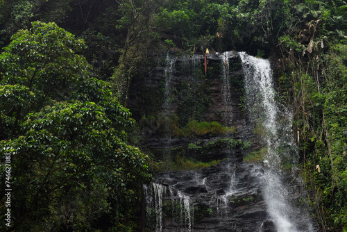 Scenic view of waterfalls. Waterfall in the tropical jungle  nature landscape.