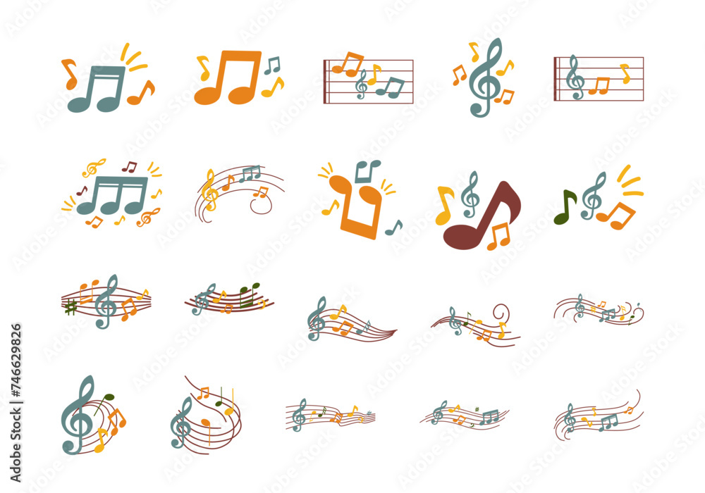 Musical Notes Illustration Element Set