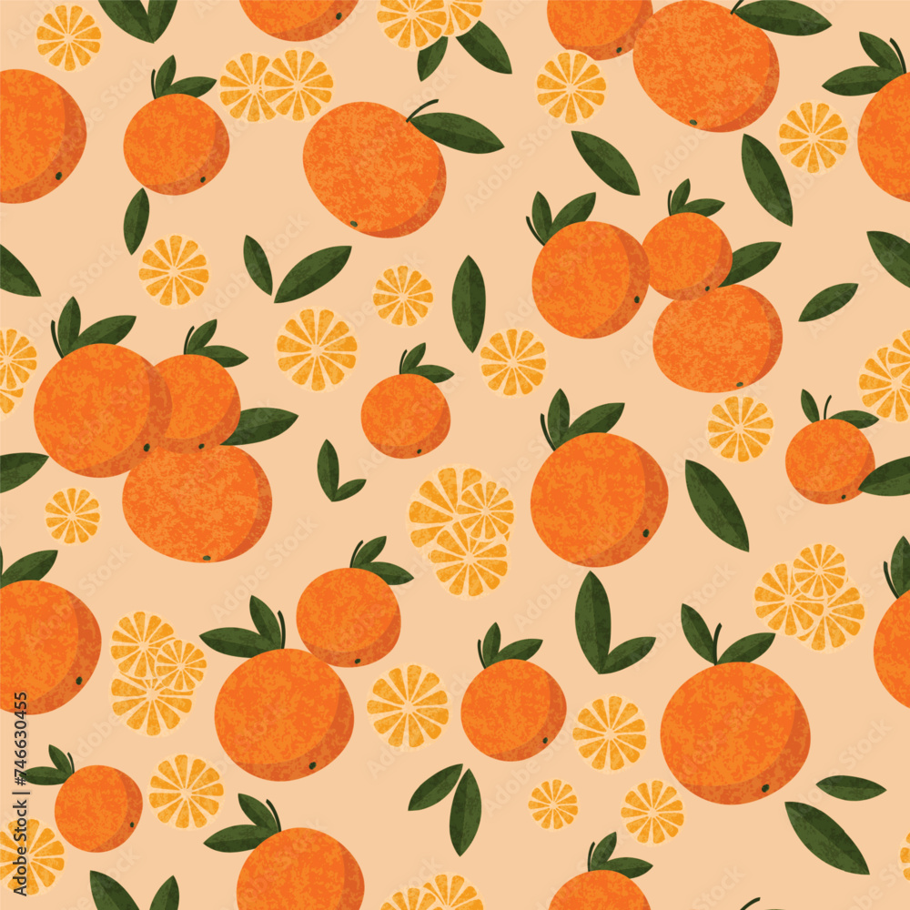 Seamless pattern of orange fruit in vector for background, fabric, wallpaper, wrapping, etc Seamless pattern of orange fruit in vector for background, fabric, wallpaper, wrapping, etc