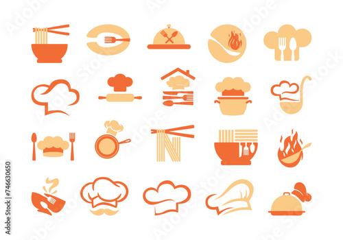 Restaurant Chef Logo Icon Element Set