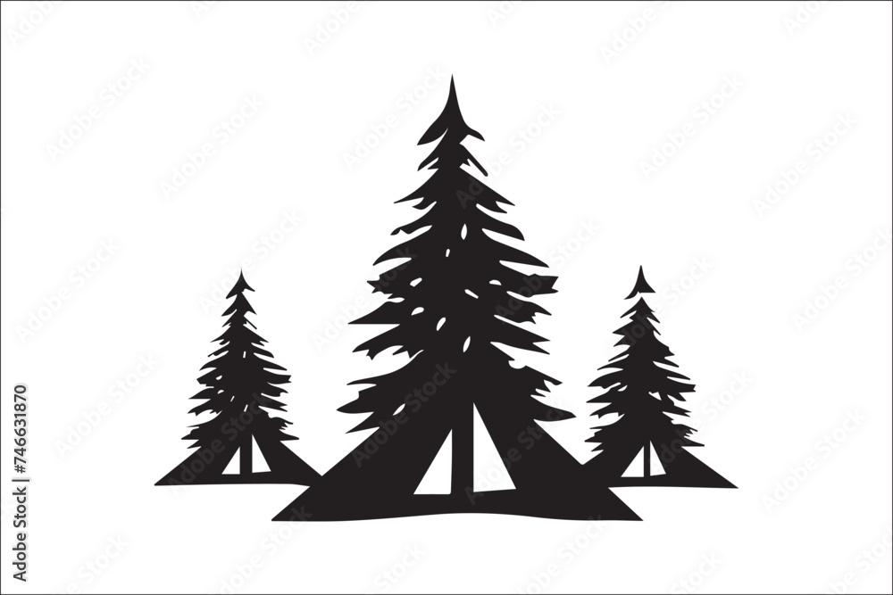 Obraz premium Creative new Camping, Tent, Silhouette, Black, Outdoor, Adventure, Wilderness, Nature, Exploration, Hiking, Travel, Recreation, Night, Campsite, Landscape, Twilight, Dark, Shelter,