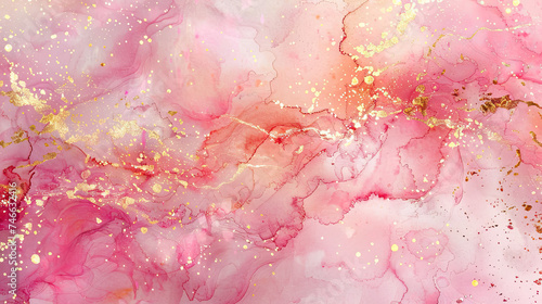 Golden Blush Elegance: Pink & White Abstract Wedding Invitation Background