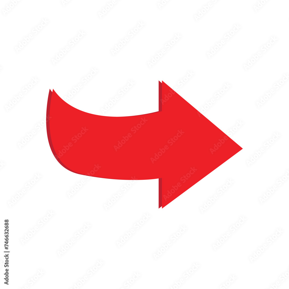 Red arrow icon vector with background.