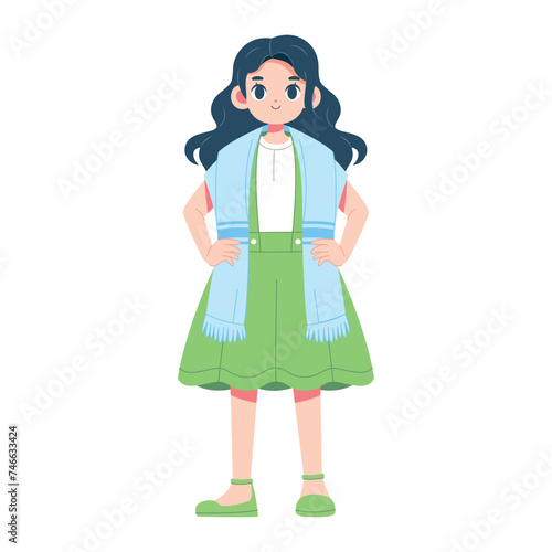Vector Jewish Girl Traditional Bat Mitzvah Cartoon Illustration Isolated