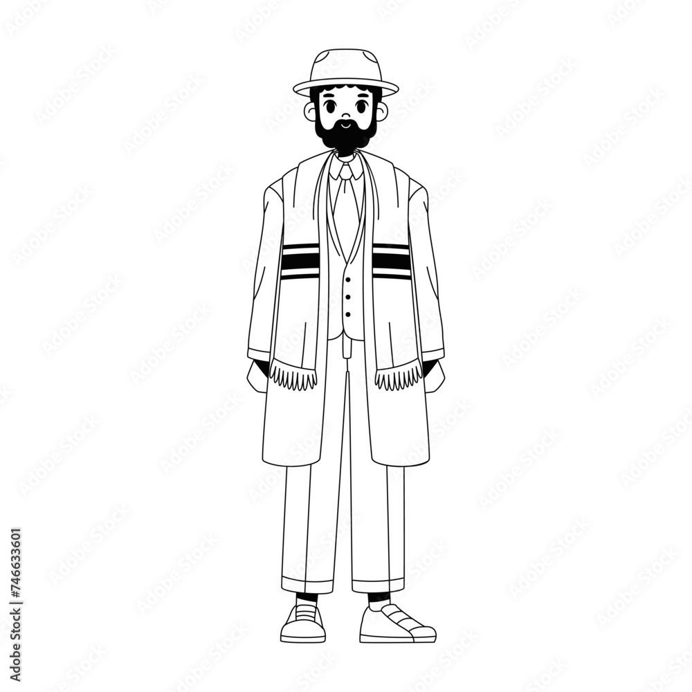 Vector Jewish Man Rabbi Cartoon Illustration Isolated Vector Jewish Man Rabbi Cartoon Illustration Isolated