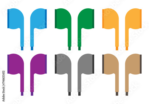 Hoja de iconos de audífono intraoculares de varios colores.