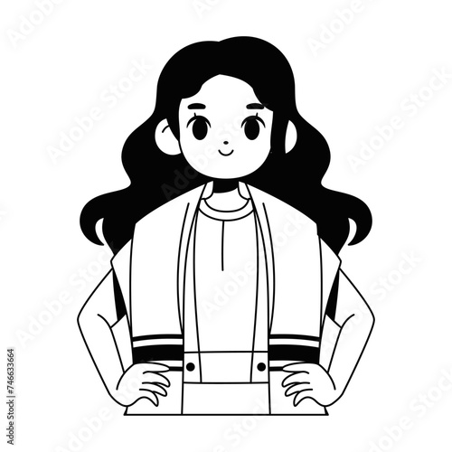 Vector Jewish Girl Traditional Bat Mitzvah Cartoon Illustration Isolated