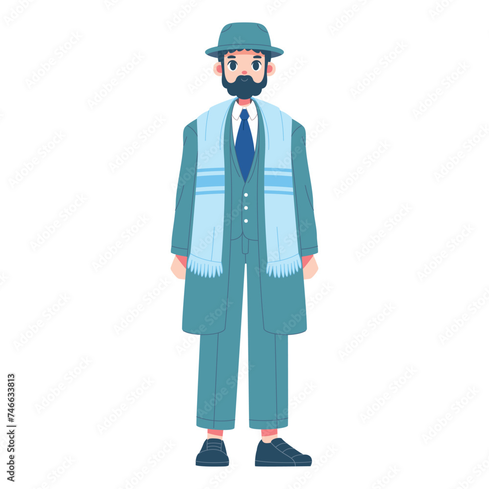 Vector Jewish Man Rabbi Cartoon Illustration Isolated Vector Jewish Man Rabbi Cartoon Illustration Isolated