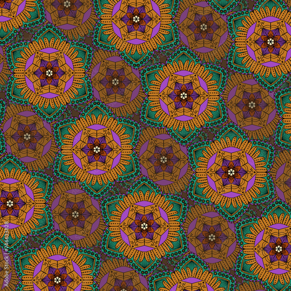 seamless pattern with flowers mandala 