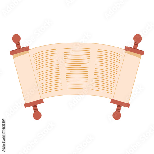 Vector Parchment Jewish Torah Scroll Cartoon Illustration Isolated