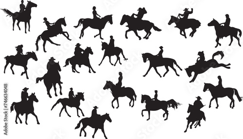 animals silhouettes collection horseback jockeys