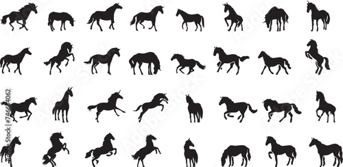 set of silhouettes of horses © Yakub Dhali