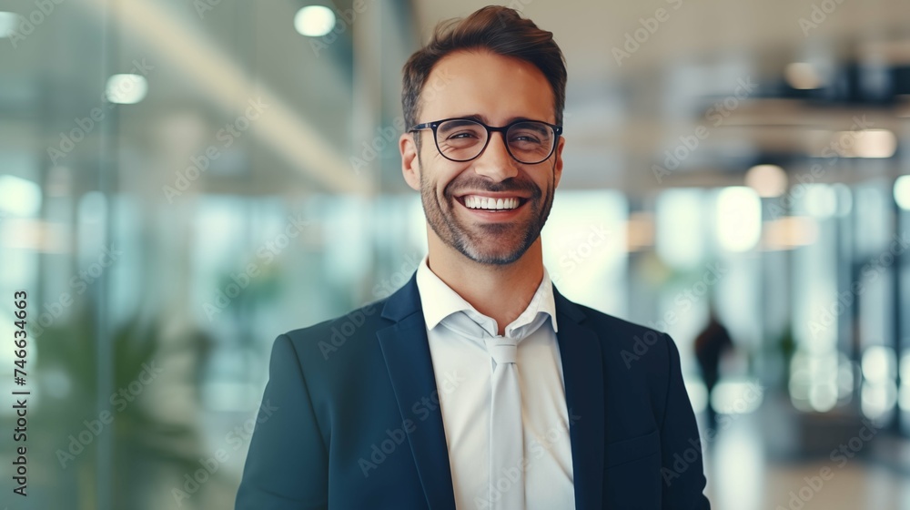 Smiling professional business person with copy space, simple background Smiling professional business person with copy space, simple background