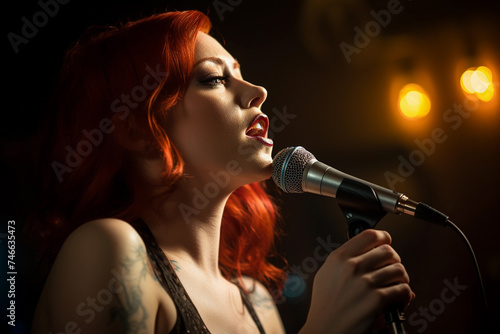 Fiery Redhead Singer Performing Live