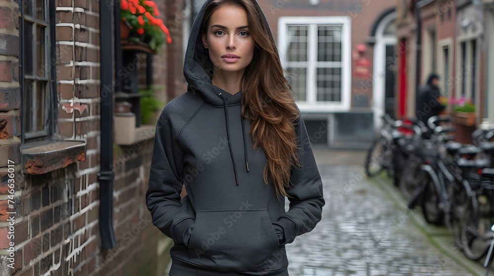 stylish hoodie mockup, model in an urban setting stylish hoodie mockup, model in an urban setting
