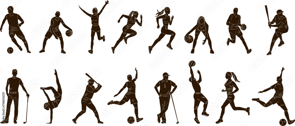 Fototapeta premium silhouette of people athletes on a white background vector