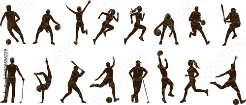 silhouette of people athletes on a white background vector