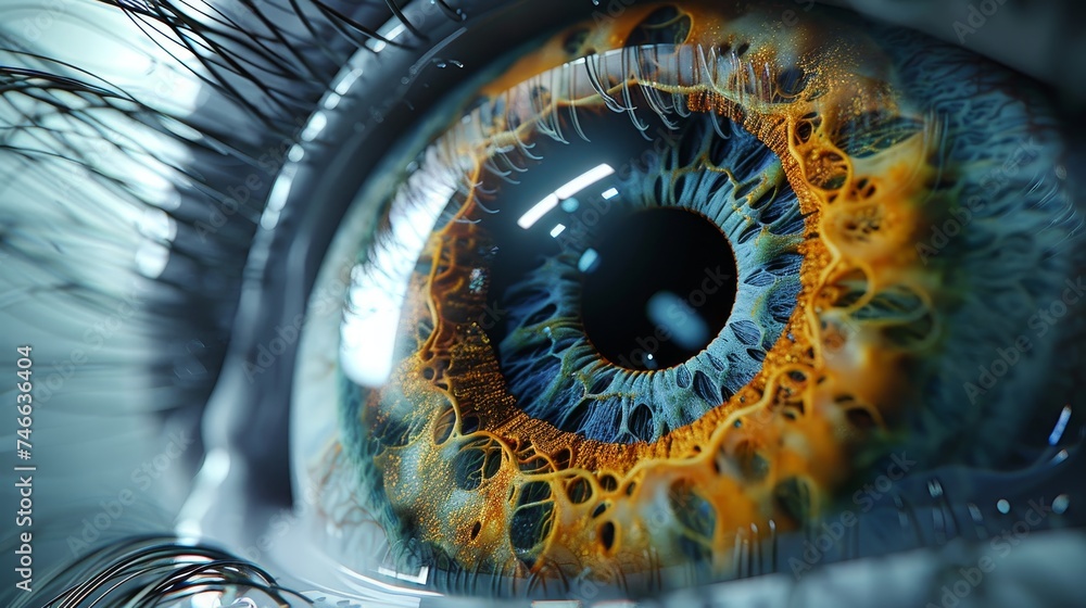 High-resolution image showcasing the intricate details and colors of a human iris and pupil.