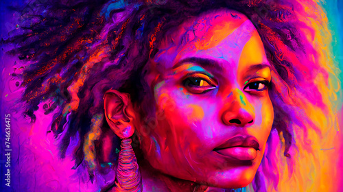 Multicolored psychedelic portrait of a woman