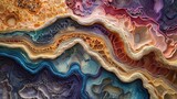 Vibrant, multi-colored layers resembling geological formations in an abstract art representation.