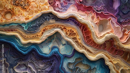 Wallpaper Mural Vibrant, multi-colored layers resembling geological formations in an abstract art representation. Torontodigital.ca