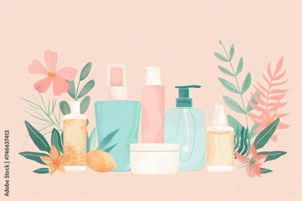Facial vitamin b5 cream skin care cream. Skincare treatment products: health lotion, skincare repairing ritual gel, oil, pipette with female serum and attractive jar pot Facial vitamin b5 cream skin care cream. Skincare treatment products: health lotion, skincare repairing ritual gel, oil, pipette with female serum and attractive jar pot