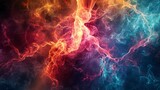 Vivid abstract image of intertwining smoke in warm and cool hues, representing the dynamic dance between fire and ice.
