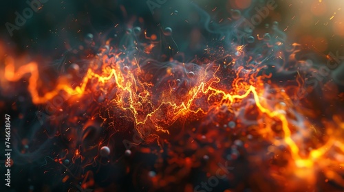 Dynamic abstract of fiery sparks and energy flow, capturing the intense movement and heat of a vibrant, burning phenomenon.