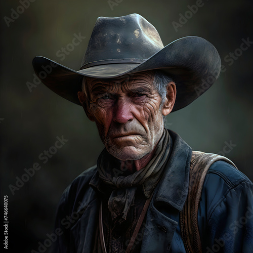 Portrait of old American West cowboy.