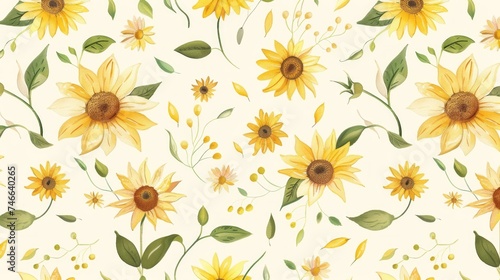 Seamless sunflower pattern backgrounds